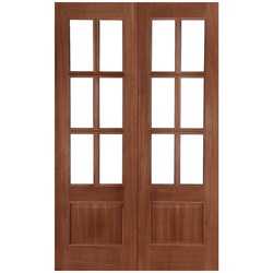 Joseph Miles Elantra Rebated External Door Pair with 12 Unglazed Light - Unfinished Hardwood