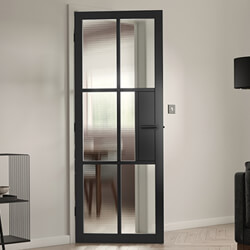 JB Kind Civic Internal Door with 1 Panel and 6 Reeded Glazed Light - Prefinished Black