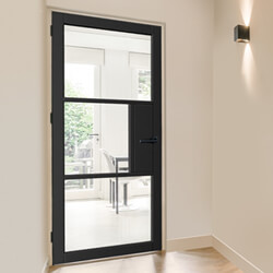 JB Kind Cosmo Industrial Internal Door with 3 Clear Glazed Light - Laminate Black