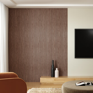 Joseph Miles Acoustic Burnt Oak Wooden Slat Wall Panel 2400 x 600 x 21mm
