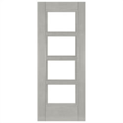 Deanta Montreal Internal Fire Door with 6 Panel 4 Clear Glazed Light Prefinished Light Grey As