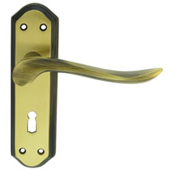 Carlisle Brass Lytham Lock Profile Lever Door Handle On Backplate - 180 x 48mm