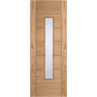 Joseph Miles Corsica 18G Pre-Finished Oak 7-Panels 1-Light Internal Glazed Fire Door