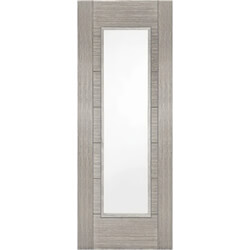 Joseph Miles Corsica Internal Fire Door with 7 Panel 1 Clear Glazed Light - Prefinished Light Grey