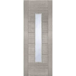 Joseph Miles Corsica Internal Fire Door 7 Panel 1 Obscure Glazed Light - Prefinished Light Grey