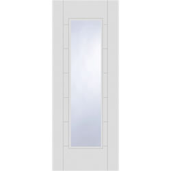 Joseph Miles Corsica Internal Fire Door with 7 Panel and 1 Clear Glazed Light - White Primed