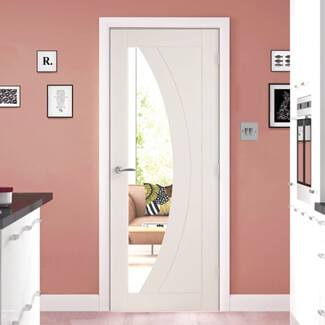 Joseph Miles Salerno Internal Door with 2 Panel and 1 Clear Glazed Light - White Primed