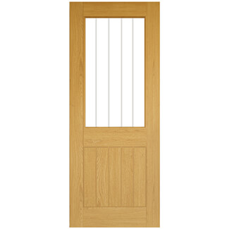 Joseph Miles Suffolk Internal Door with 5 Panel and 1 Clear Glazed Light - Unfinished Oak
