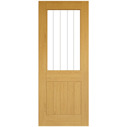 Joseph Miles Norfolk Internal Door with 5 Panel and 1 Clear Glazed Light - Unfinished Oak