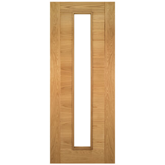Joseph Miles Palermo Internal Door with 7 Panel and 1 Clear Glazed Light - Prefinished Oak
