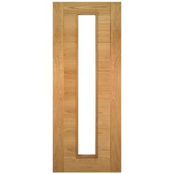 Joseph Miles Messina Internal Door with 7 Panel and 1 Clear Glazed Light - Prefinished Oak