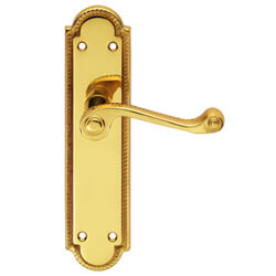 Carlisle Brass Georgian Polished Brass Lever Handle on Shaped Backplate