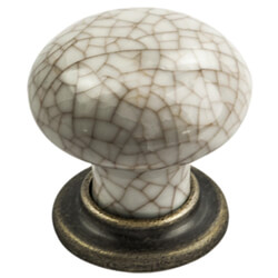 Carlisle Brass Crackle Glazed Porcelain Mushroom Knob with Metal Rose