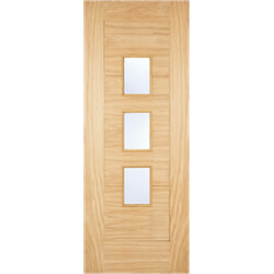 LPD Arta External Door with 4 Panel and 3 Frosted Glazed light - Unfinished oak