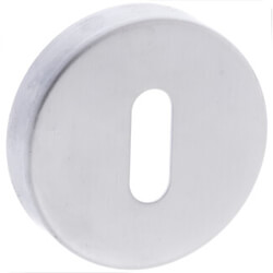 Atlantic CleanTouch Key Escutcheons on Minimal Round Rose in Satin Chrome - 50mm Dia