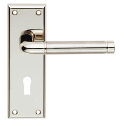 Carlisle Brass Serozzetta Quaranta Dual Finish Lever with Lock Profile on Backplate