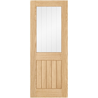 Joseph Miles Suffolk Internal Door with 5 Panel and 1 Clear Glazed Light - Prefinished Oak