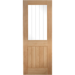 Joseph Miles Norfolk Internal Door with 5 Panel and 1 Clear Glazed Light - Unfinished Oak