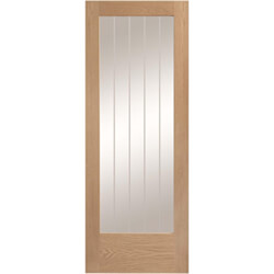 XL Joinery Suffolk Internal Door with 1 Clear Etched Glazed Light - Prefinished Oak
