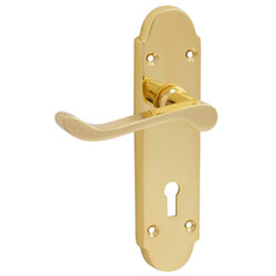 Joseph Miles Victorian Shaped Lever Handle with Lock Profile on Backplate