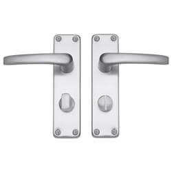 Joseph Miles Contract Aluminium Lever Handle with Privacy Lock on Backplate