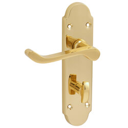 Joseph Miles Victorian Shaped Lever Handle with Privacy Lock on  Backplate - 170 x 42mm