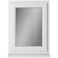 Crystal 1 Obscure Glass Double Glazed uPVC Window - White - Right Handed