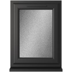 Crystal 1 Obscure Glass Double Glazed uPVC Window - Black and White - Right Handed