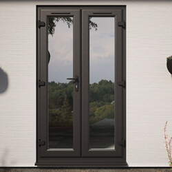 Crystal uPVC Left Hand External French Door with 2 Clear Double Glazed Light - Black-White