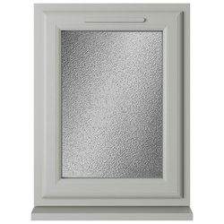 Crystal 1 Obscure Glass Double Glazed Side Hung uPVC Window - Agate and White - Left Hand