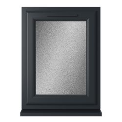 Crystal Obscure Glass Double Glazed uPVC Window - Grey and White - Left Handed