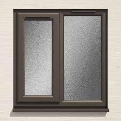 Crystal 2 Obscure Glass Double Glazed uPVC Window - Black and White - Left Hand