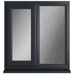 Crystal 2 Obscure Glass Double Glazed uPVC Window - Grey and White - Left Handed