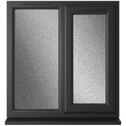 Crystal 2 Obscure Glass Double Glazed uPVC Window - Black and White - Right Handed