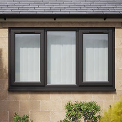 Crystal 3 Clear Glass Double Glazed uPVC Window - Black and White - Left and Right Handed
