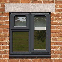 Crystal 2 Clear Glass Double Glazed uPVC Window - Grey and White - Right Handed