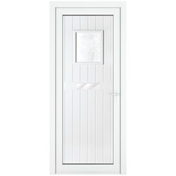 Crystal Chatsworth Left Hand uPVC External Door with 12 Panel and 1 Obscure Double Glazed Light - White