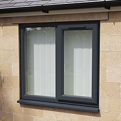 Crystal 2 Clear Glass Double Glazed uPVC Window - Grey and White - Right Handed