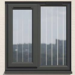 Crystal 2 Clear Glass Triple Glazed uPVC Window - Grey and White - Left Handed