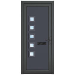 Crystal Malaga Left Hand uPVC External Door with 5 Obscure Glazed Light - Grey-White