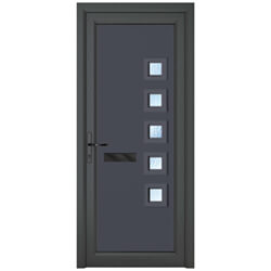 Crystal Malaga Right Hand uPVC External Door with 5 Obscure Glazed Light - Grey-White