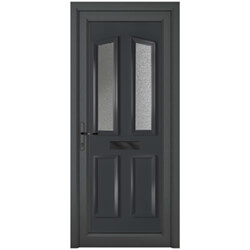 Crystal Kensington Right Hand uPVC External Door with 2 Panel and 2 Obscure Glazed Light - Grey-White