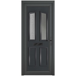 Crystal Kensington Left Hand uPVC External Door with 2 Panel and 2 Obscure Glazed Light - Grey-White