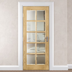 Joseph Miles Harlow Internal Door with 10 Clear Bevelled Glazed Light - Unfinished Oak
