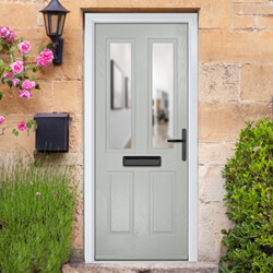 Crystal Carnoustie Left Hand External Door with 2 Panels and 2 Clear Glazed Light - Agate Grey