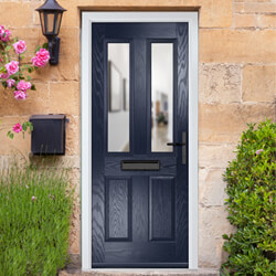 Crystal Carnoustie Left Hand External Door with 2 Panels and 2 Clear Glazed Light - Blue