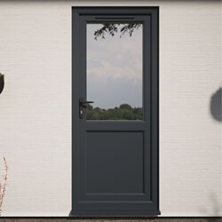 Crystal uPVC Right Hand External Patio Door with 1 Panel and 1 Clear Double Glazed Light - Grey-White