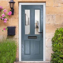 Crystal Carnoustie Left Hand External Door with 2 Panels and 2 Clear Glazed Light - Slate Grey