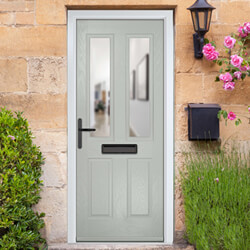 Crystal Carnoustie Right Hand External Door with 2 Panels and 2 Clear Glazed Light - Agate Grey