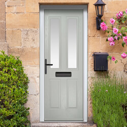 Crystal Carnoustie Right Hand External Door with 2 Panels and 2 Stipolytte Glazed Light - Agate Grey